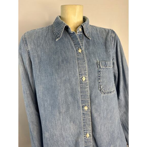 Vintage Y2K Gap Denim button down blue shirt ladies size large - Picture 4 of 13